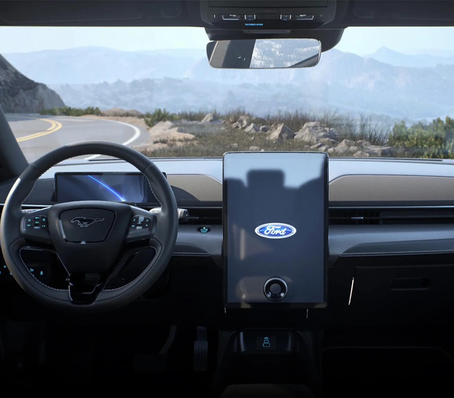 Interieur vom Mustang Mach-E bei Nacht