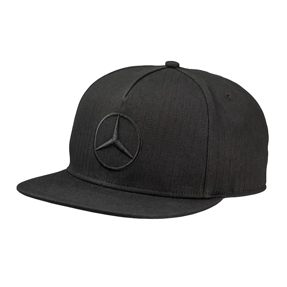 Mercedes-Benz Flat Brim Cap Schwarz mit Bio-Baumwolle