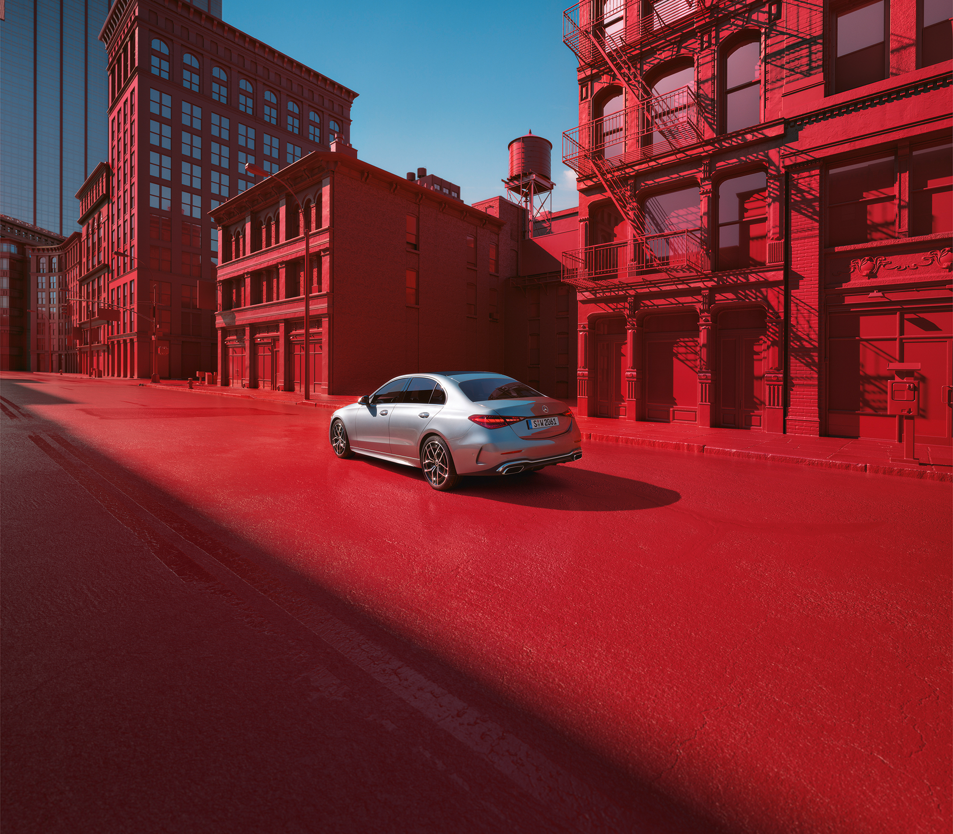 C-Klasse Limousine seitliche Hinteransicht