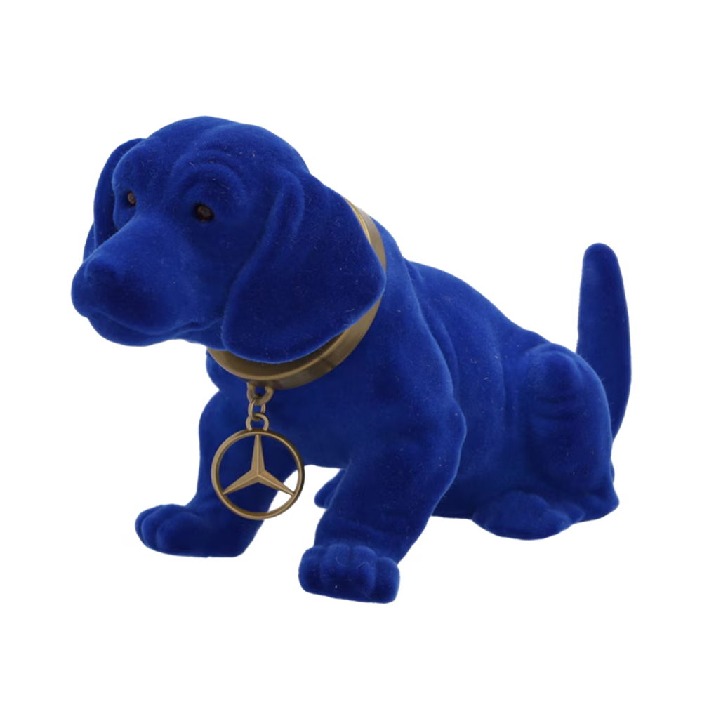 Mercedes-Benz Wackeldackel Blau mit goldfarbenem Halsband