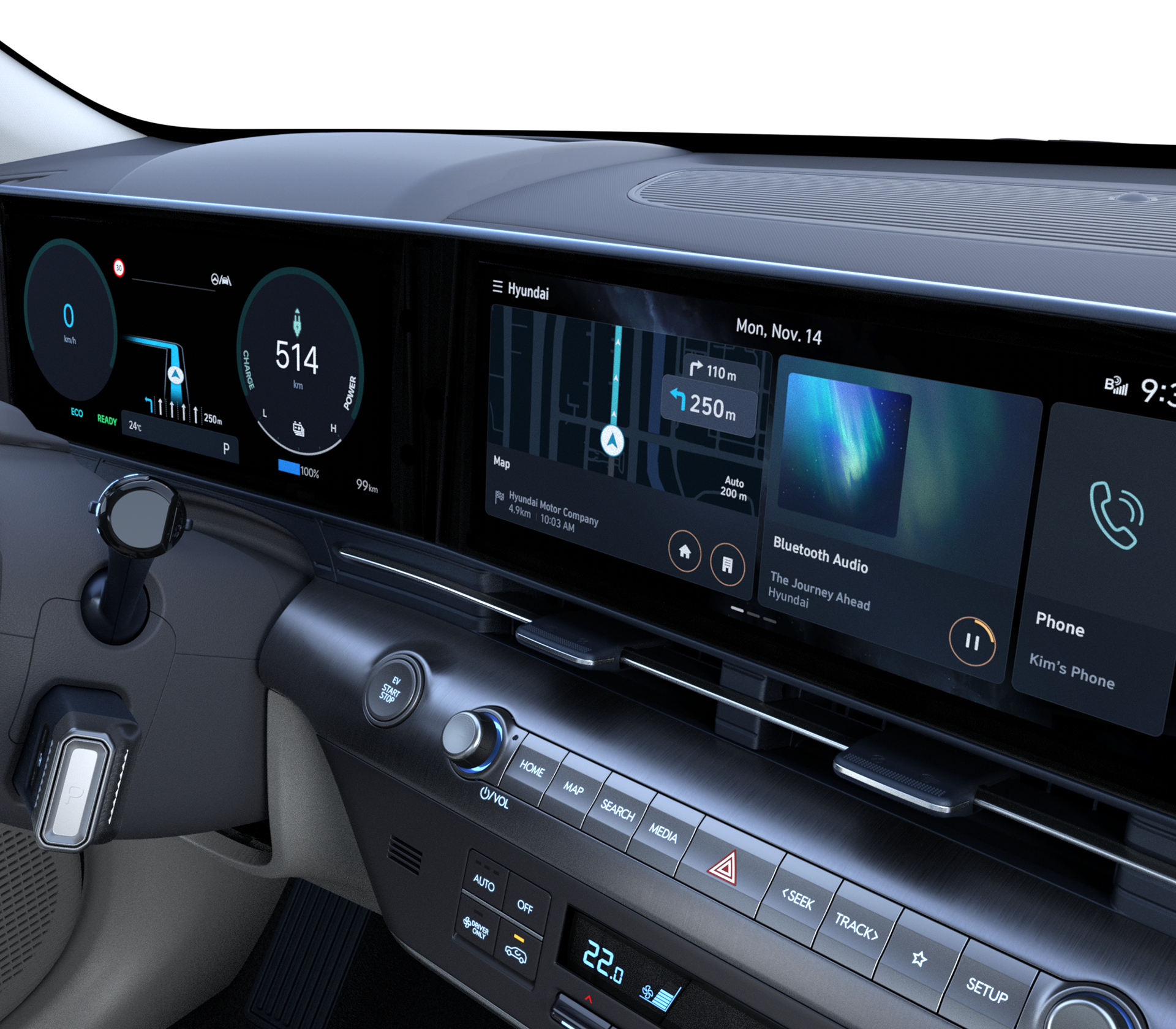 Hyundai SUV Kona elektro Innenraum Bildschirm