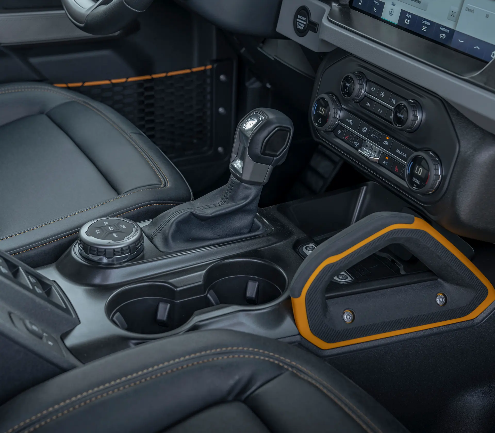 Die Mittelkonsole des Ford Bronco