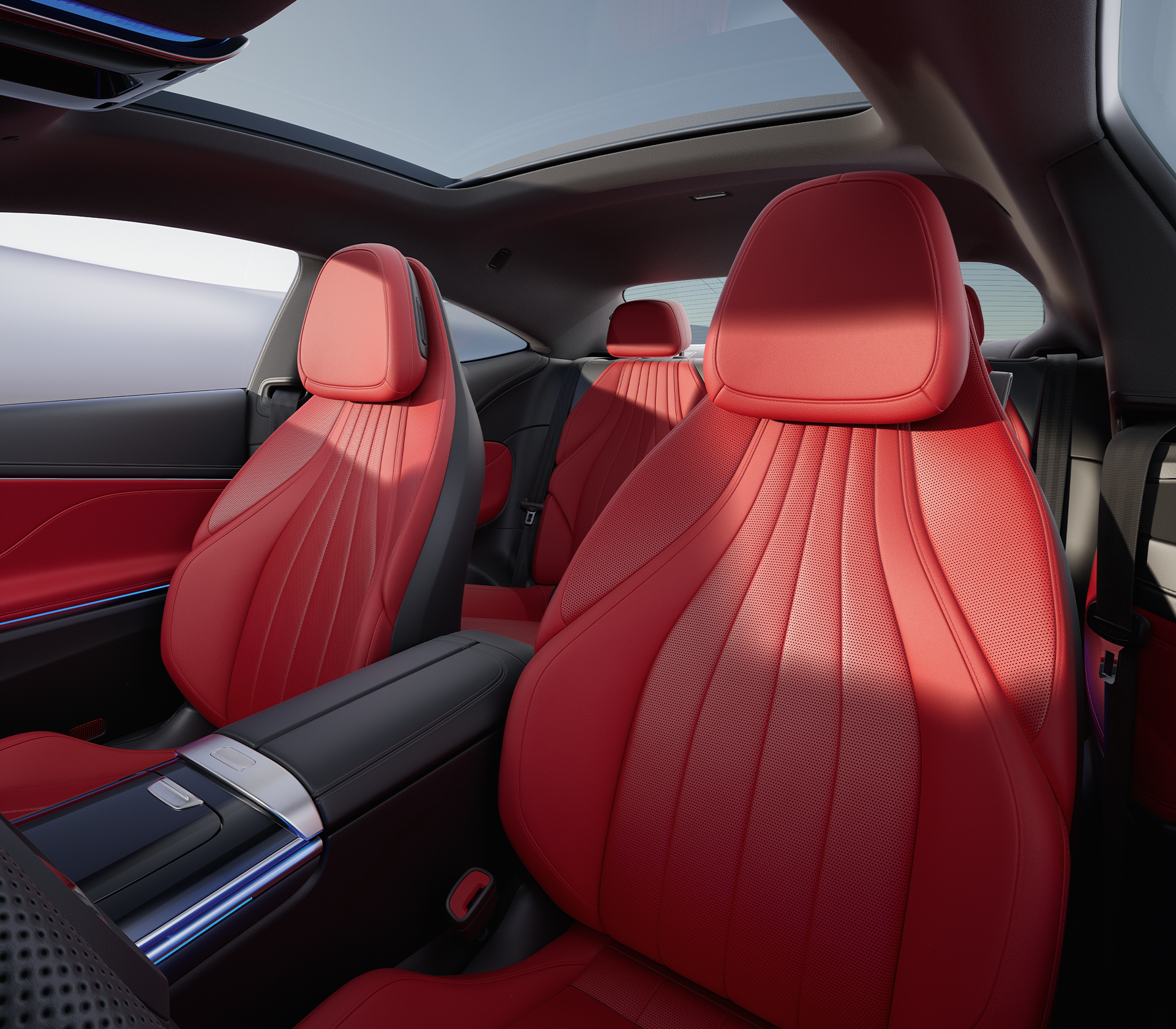 Mercedes-Benz CLE Coupe Innenansciht mit roten Ledersitzen