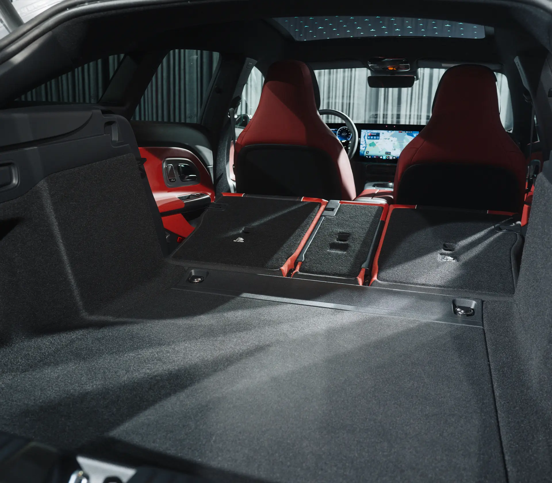 Mercedes-Benz volelektischer CLA Shooting Brake Kofferraum umgeklappte Sitze