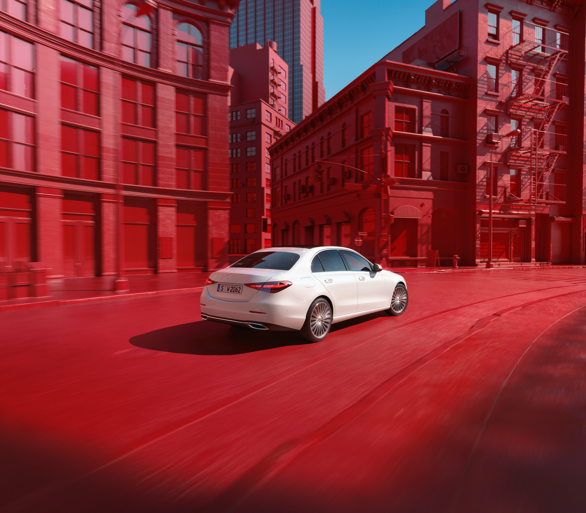 C-Klasse Limousine seitliche Hinteransicht