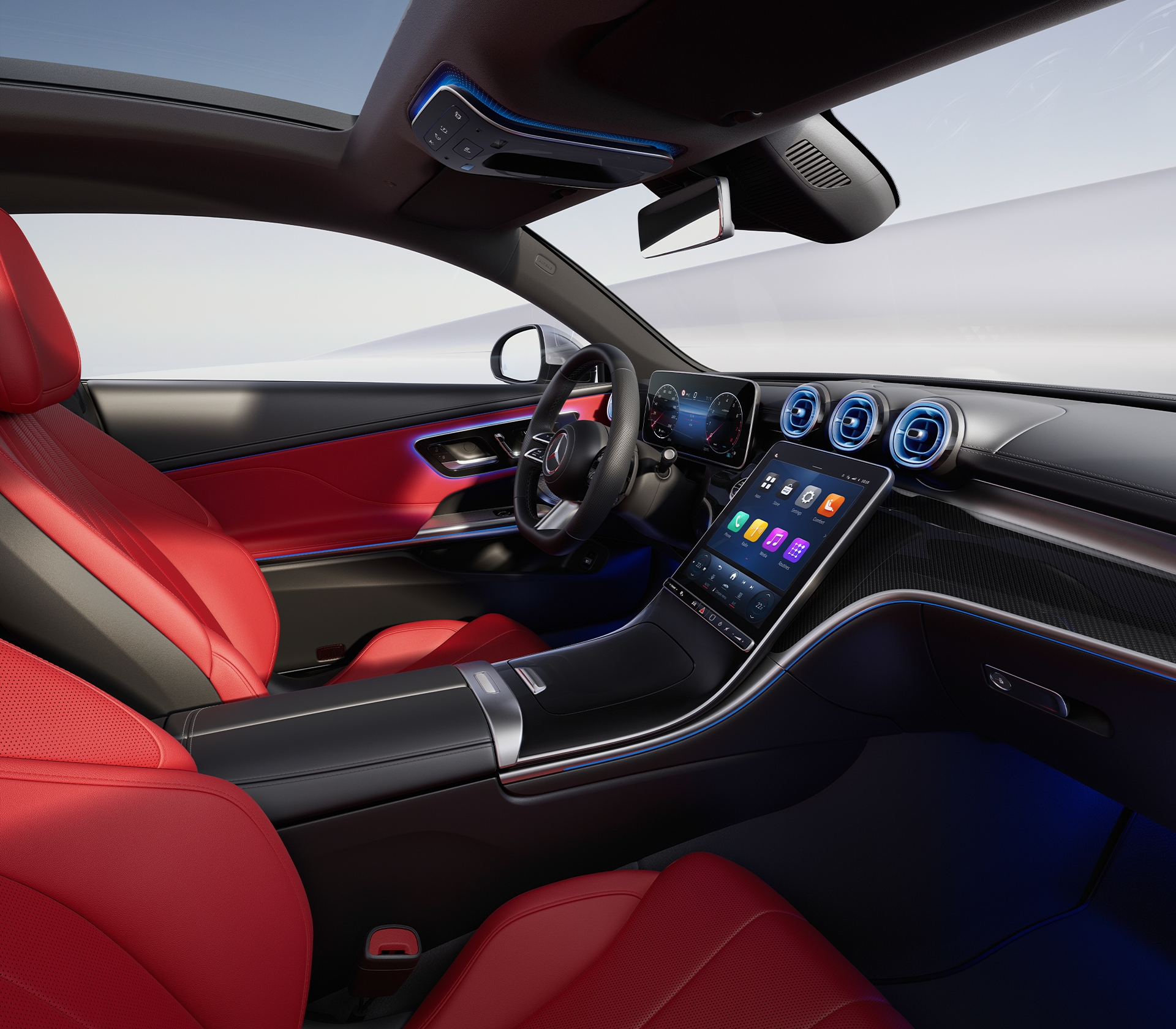 Mercedes-Benz CLE Coupe Innenansciht mit roten Ledersitzen