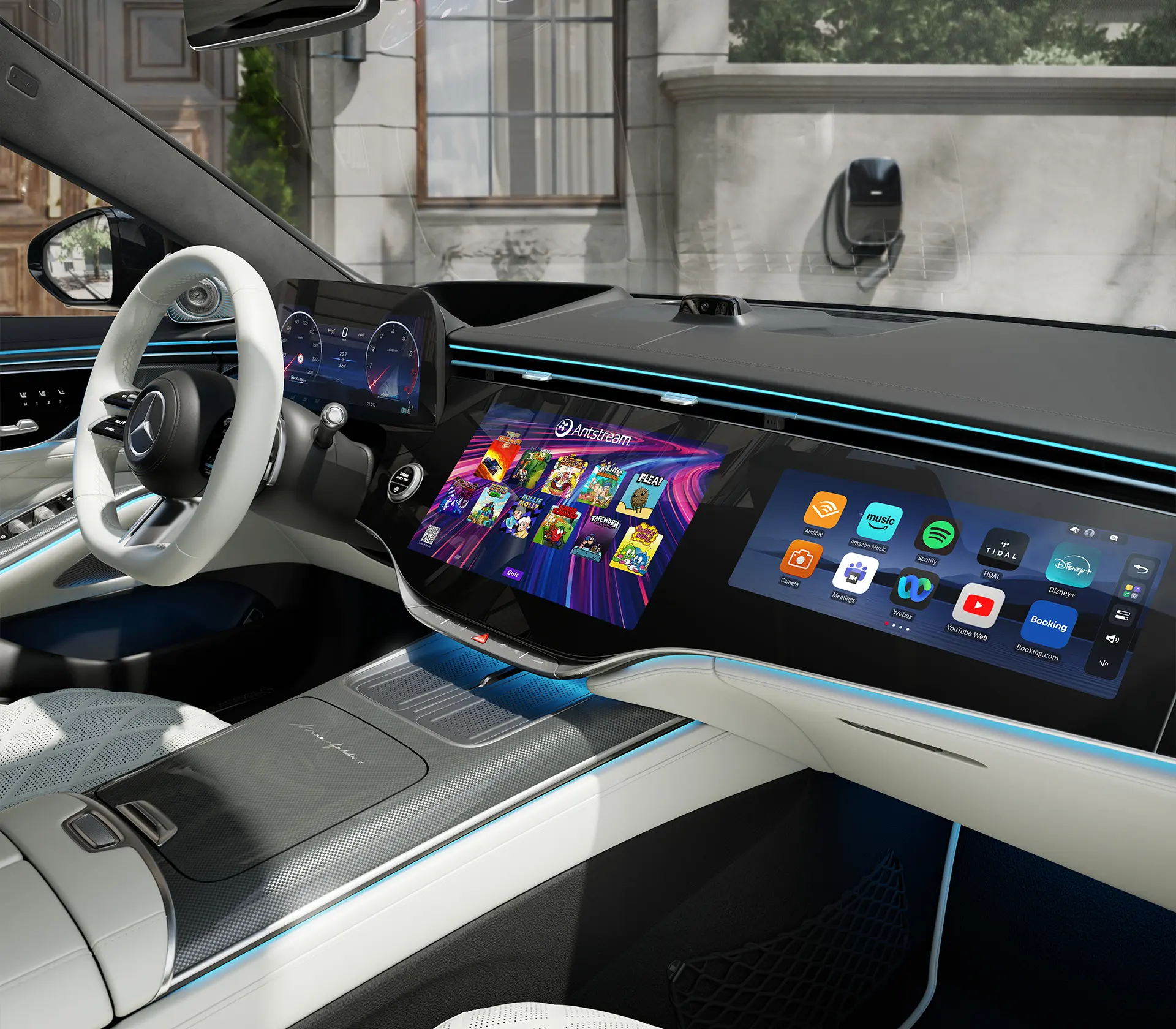 Das Interieur in weiß-schwarz der neuen S-Klasse