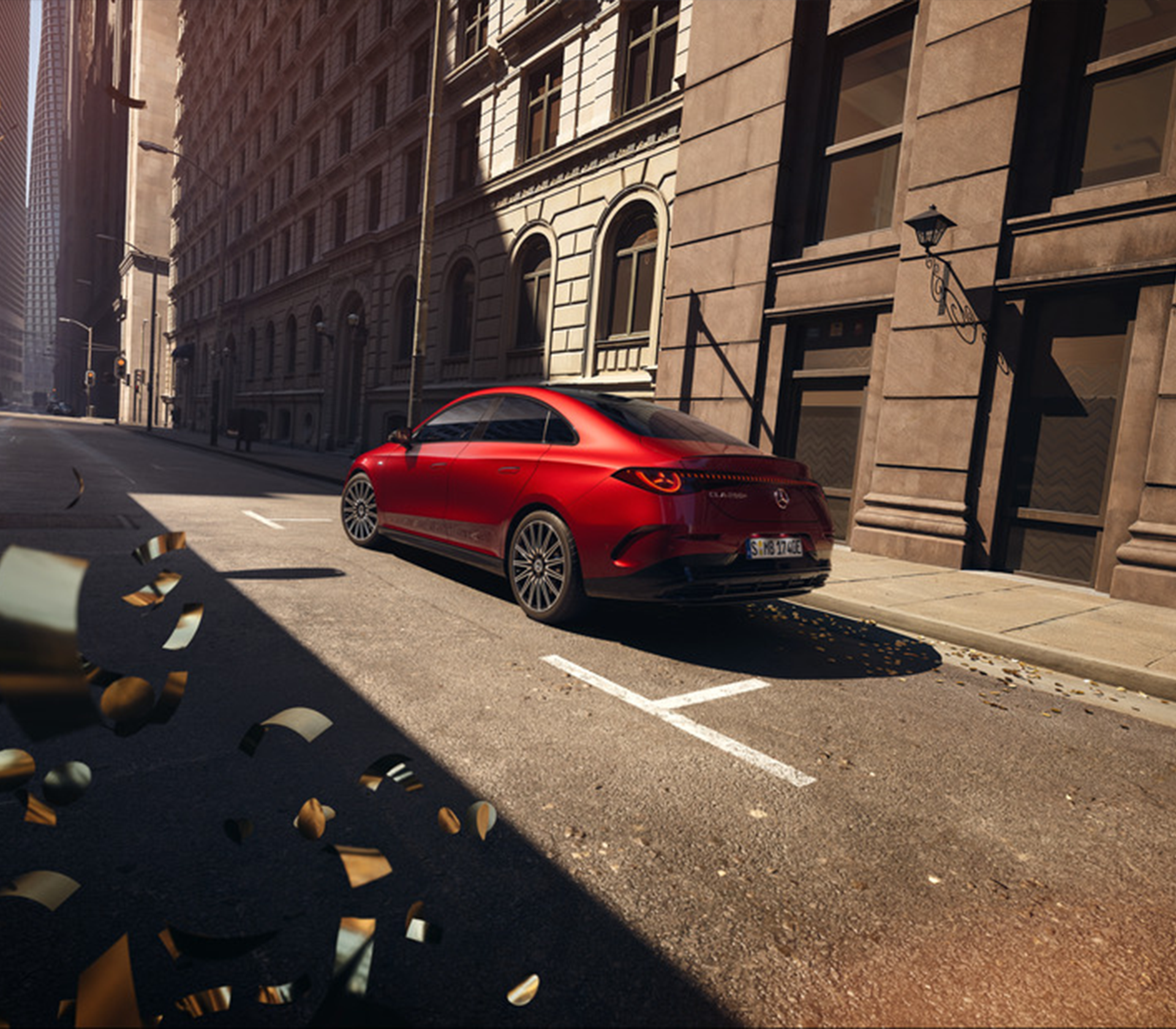 CLA elektrisch seitliche Hintenansicht